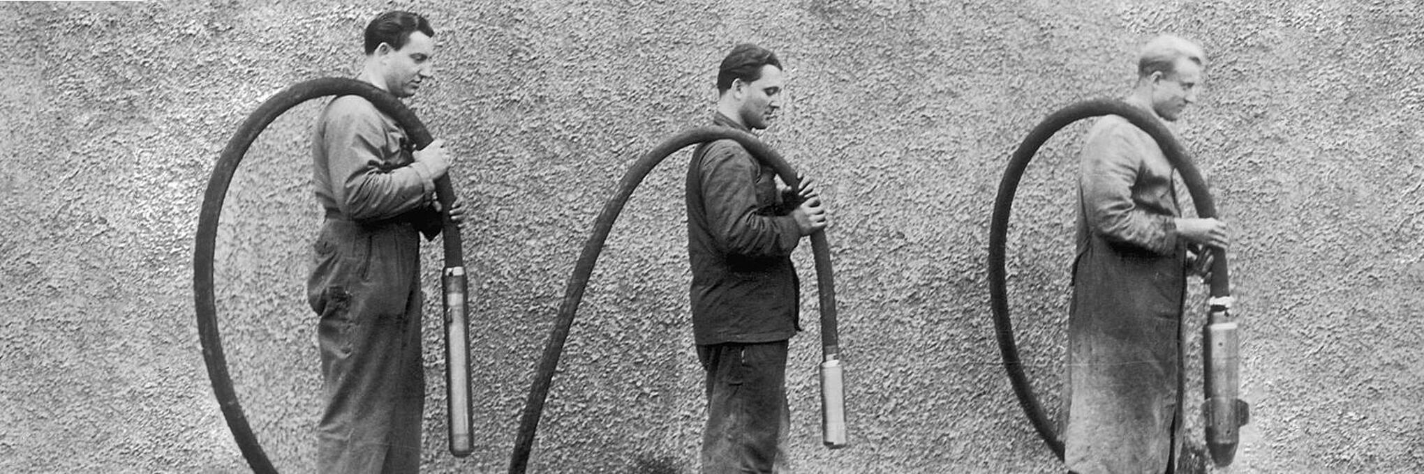 威克诺森首台插入式振动器的历史照片。